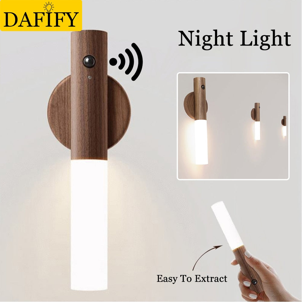 Dafify LED USB Magnetic Wood Wireless Night Light